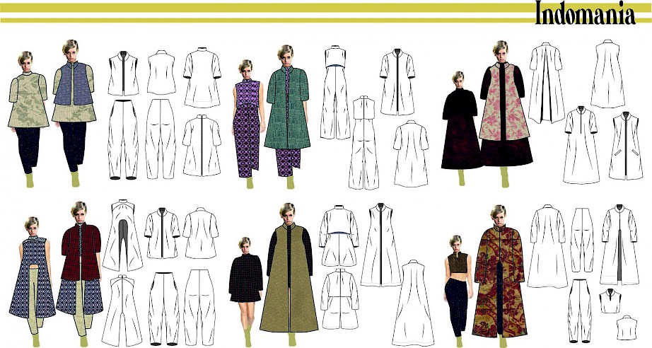 Lay Plan of all the outfits and technical drawings