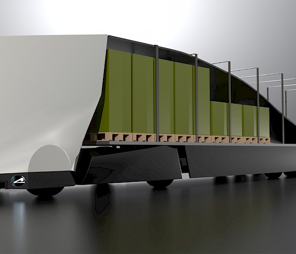 Morphing truck structure in the aero configuration. (Trailer without the side walls)